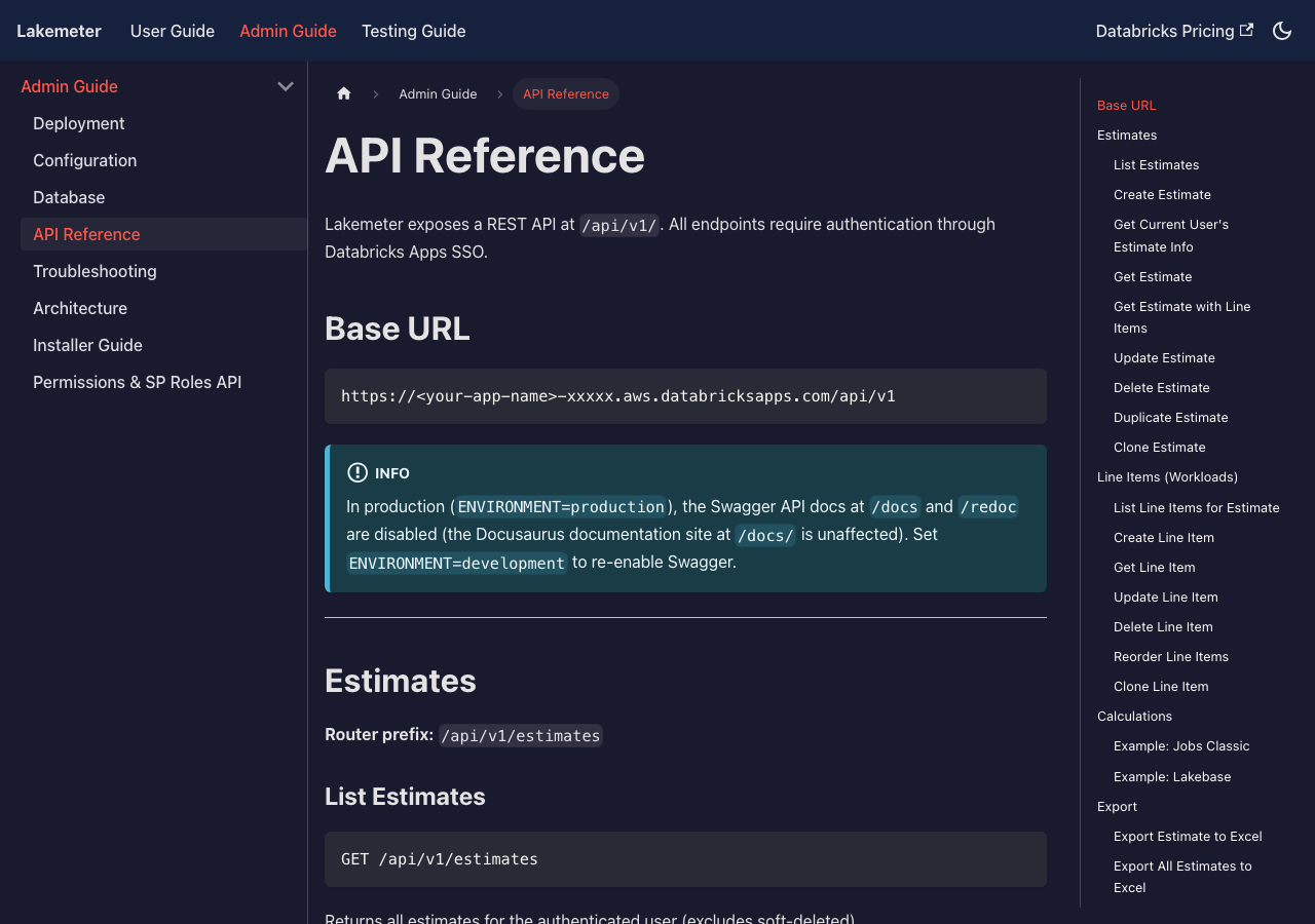 API Reference documentation page