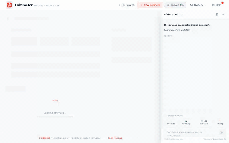 Drag and drop to reorder workloads in the estimate