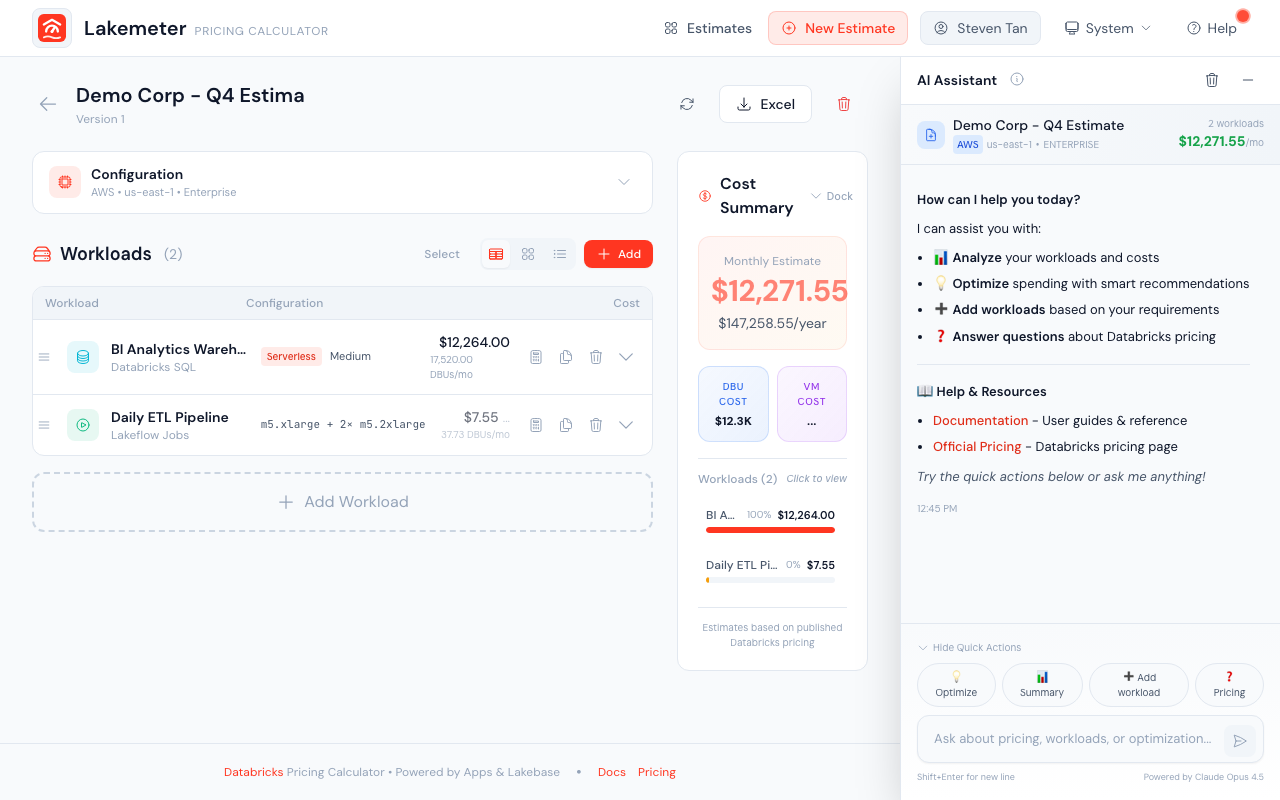 Lakebase worked cost example