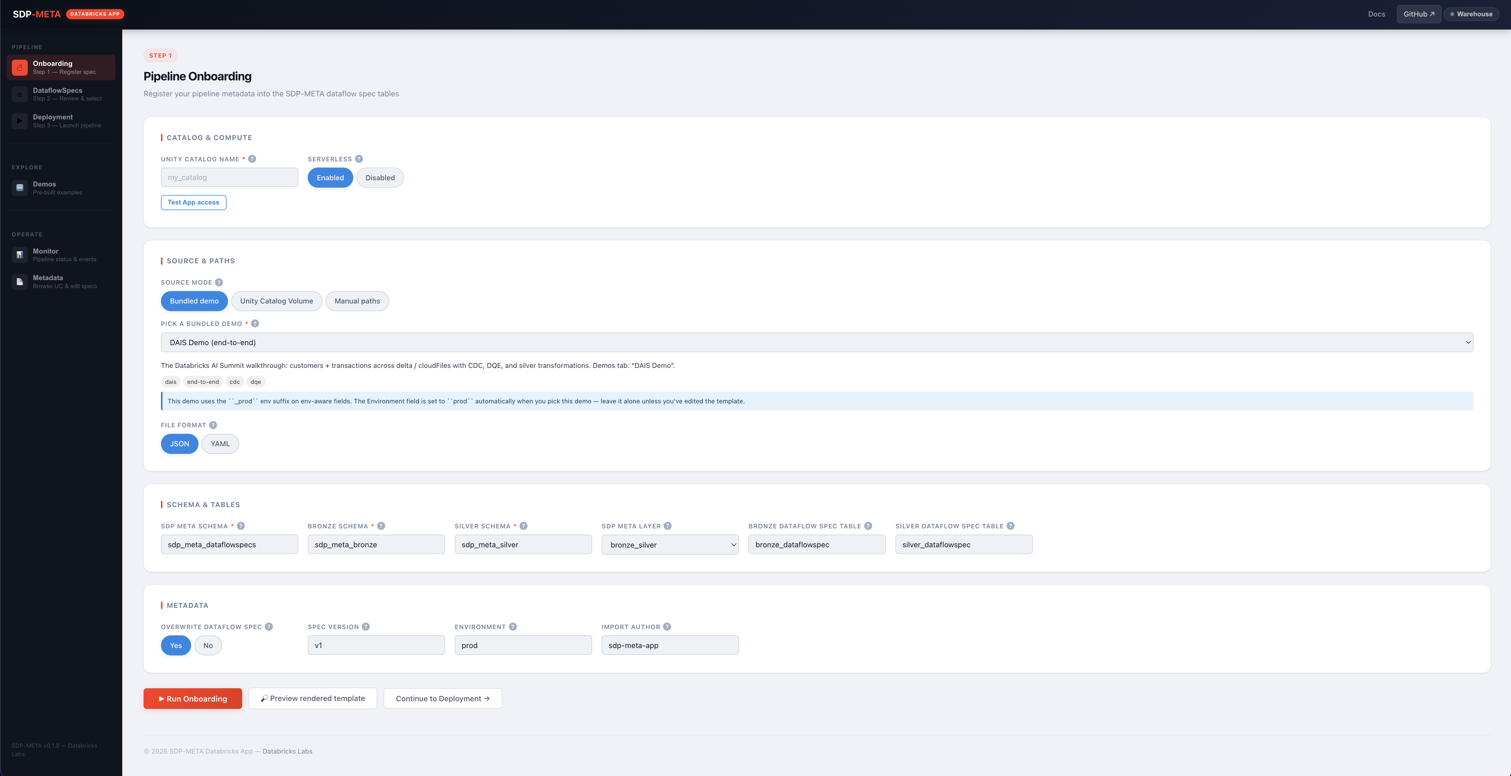 Onboarding panel